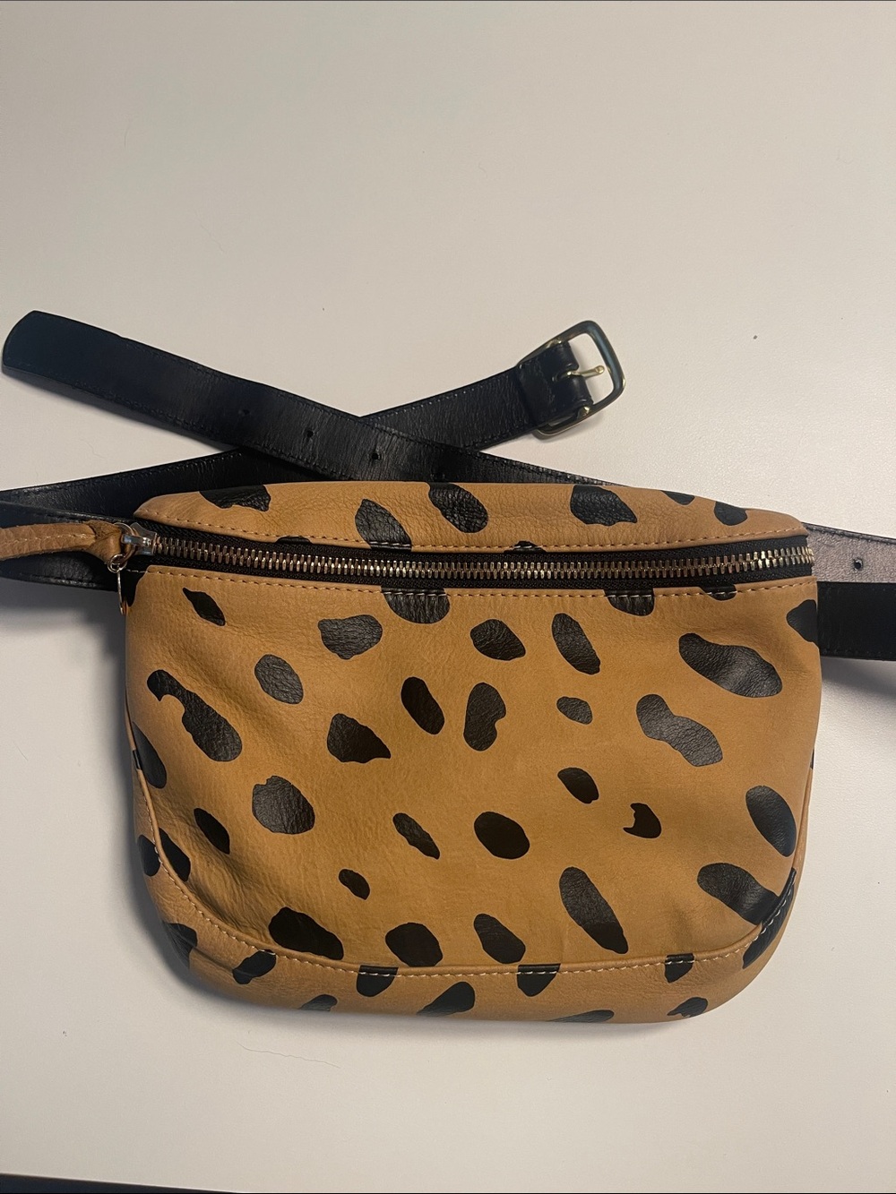 Anthropologie Clare V. Leather Leopard Print Belt Bag